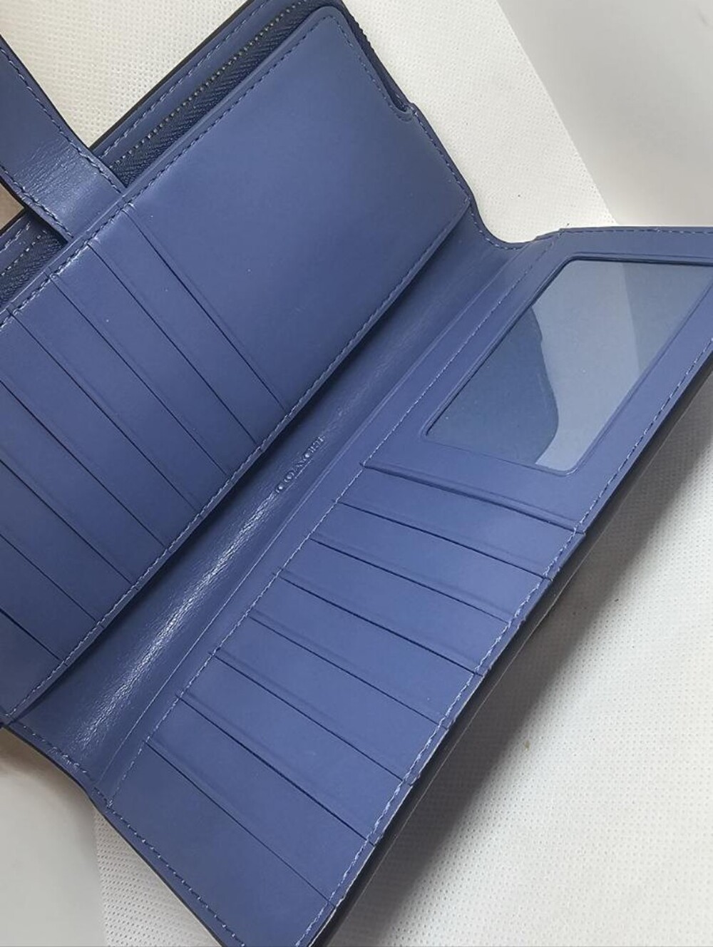 Coach LEATHER CHAMBRAY WALLET WITH GUNMETAL TRIM 16 Card Slots - Picture 3 of 10